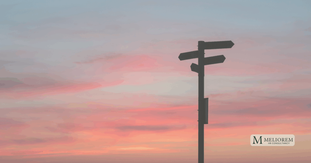 A sunrise with a signpost on it. Signposting what good organisational design looks like in SME's